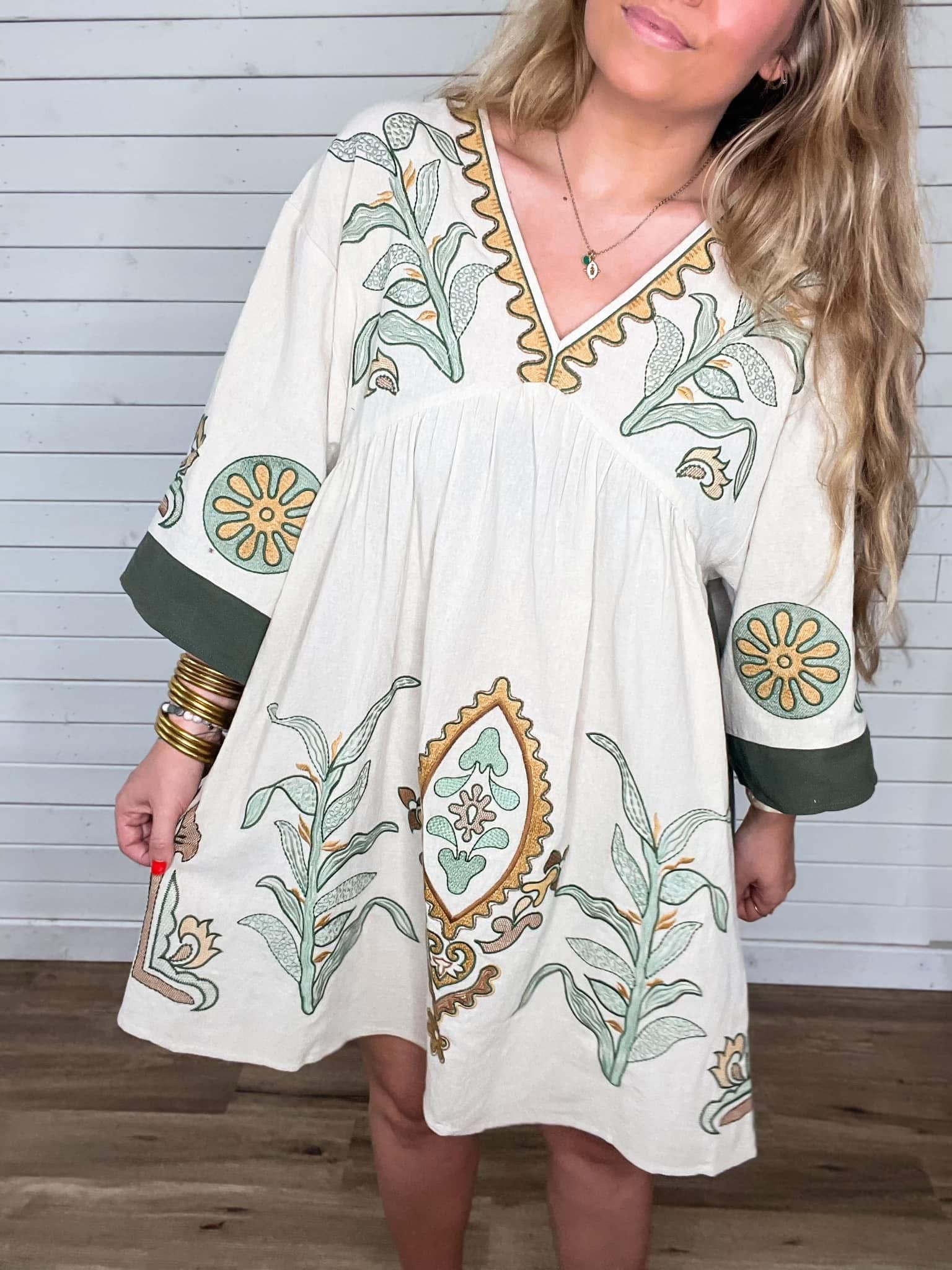 Boho Embroidered Babydoll Dress  Rust & Reign Boutique