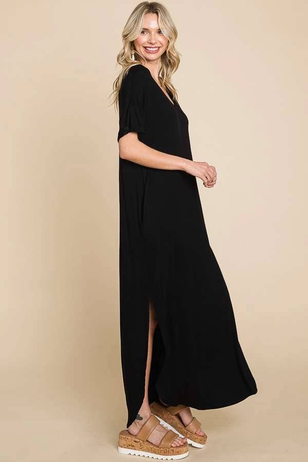 Oversized Short Sleeve Maxi Dress