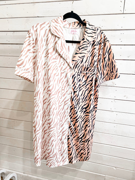 Queen of Comfort Lounge Dress in Tiger Print