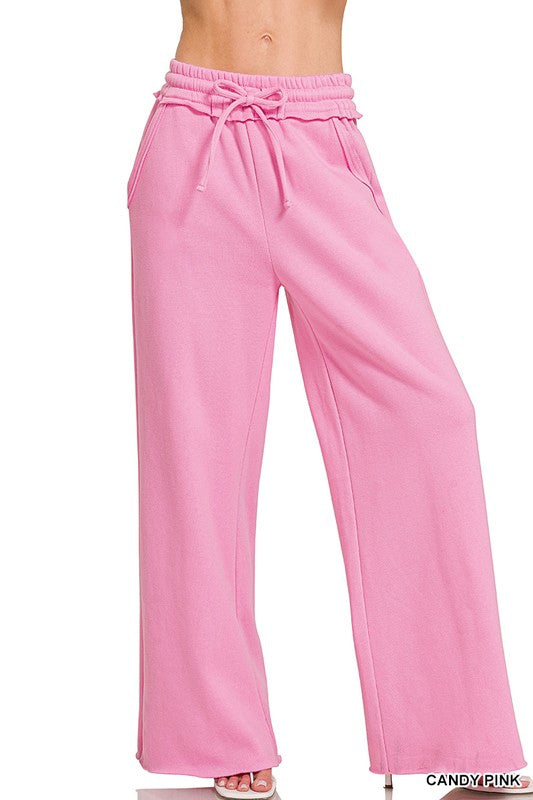 Zenana Fleece Wide Leg Sweatpants