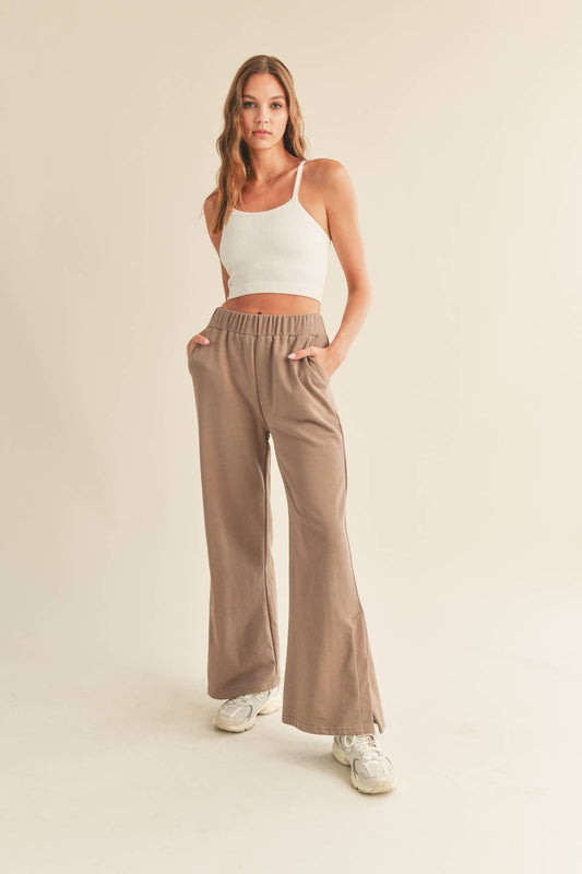 Mocha Wide Leg Sweat Pants