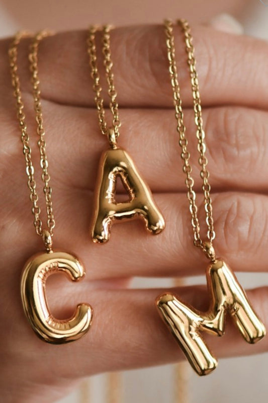 18K Bubble Initial Necklaces