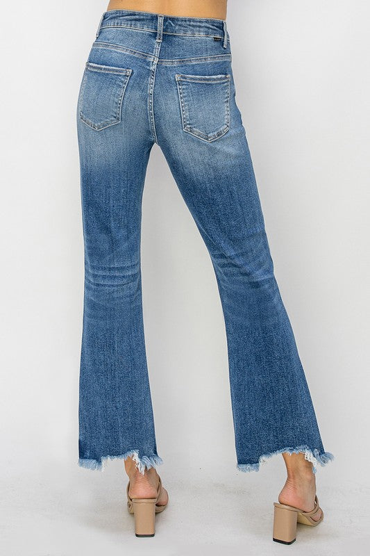 Risen high rise crop flare jeans