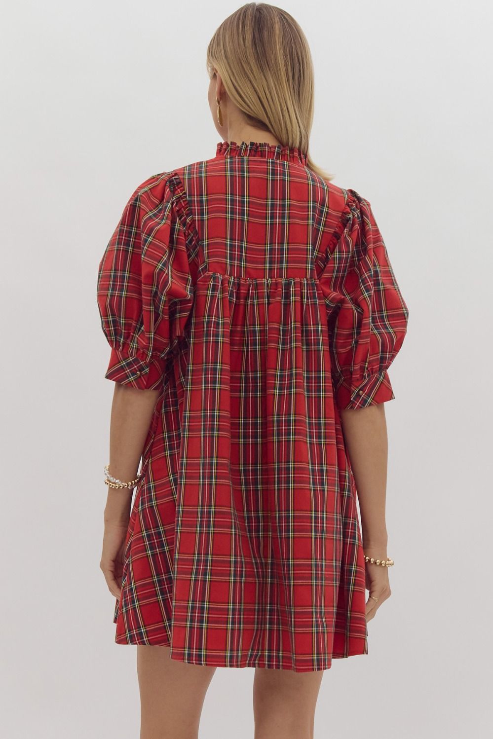 Preorder- Plaid Babydoll Holiday Dress