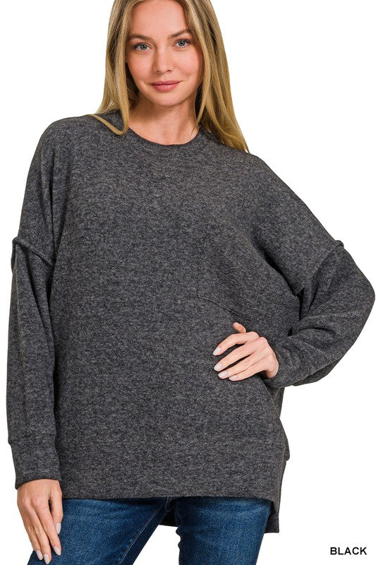 Brushed Melange Drop Shoulder Sweater