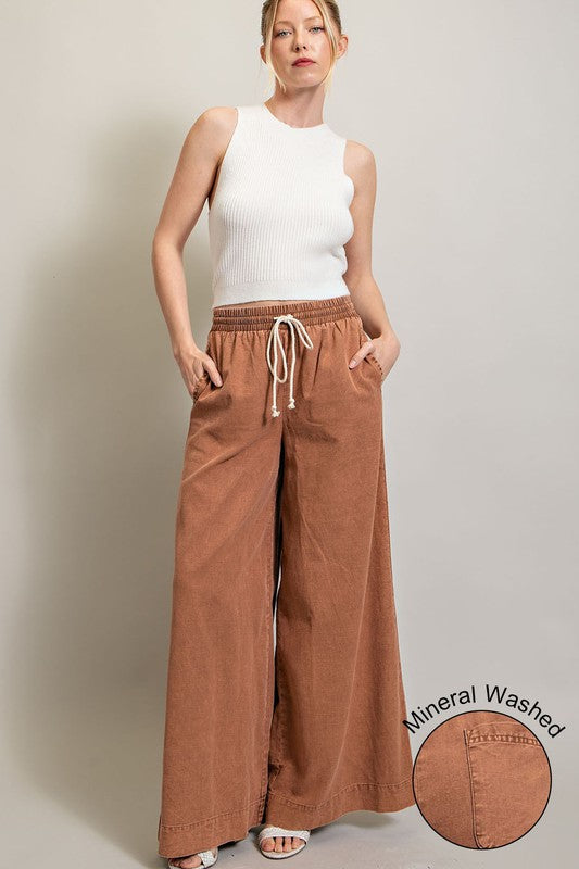 Mineral Washed Wide Leg Pants