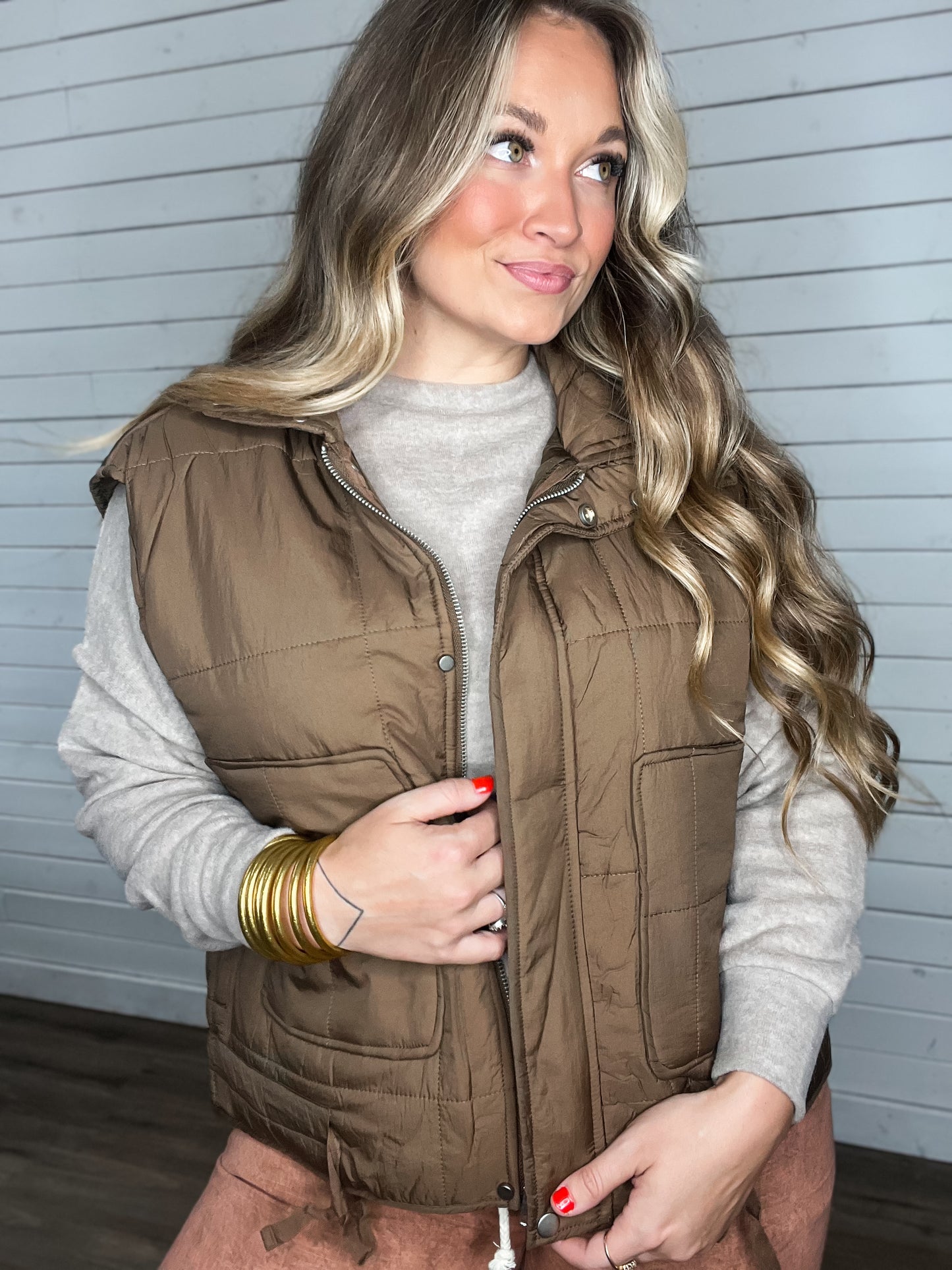 Cozy Brown Puff Vest