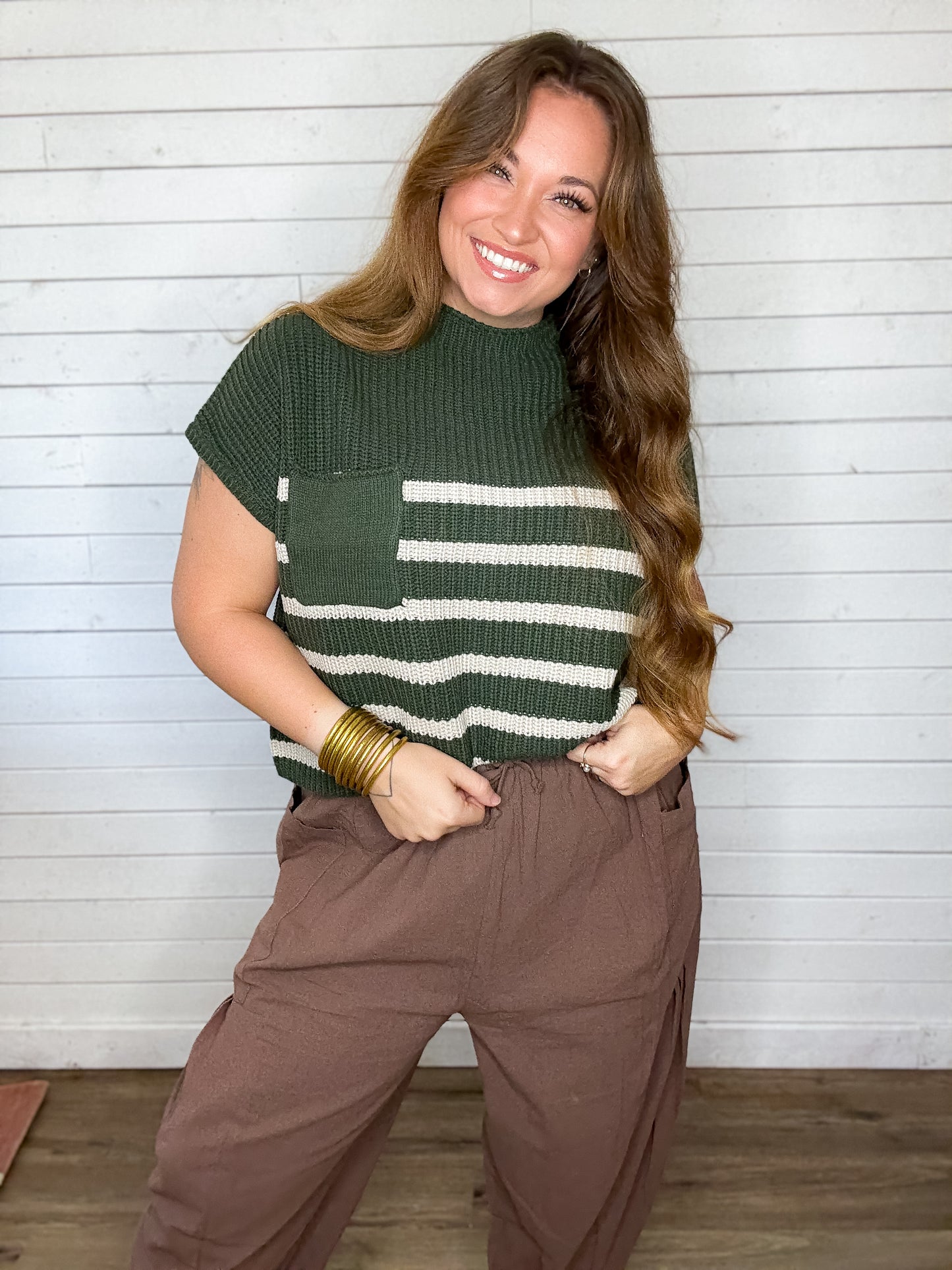 Zenana SS Striped Sweater