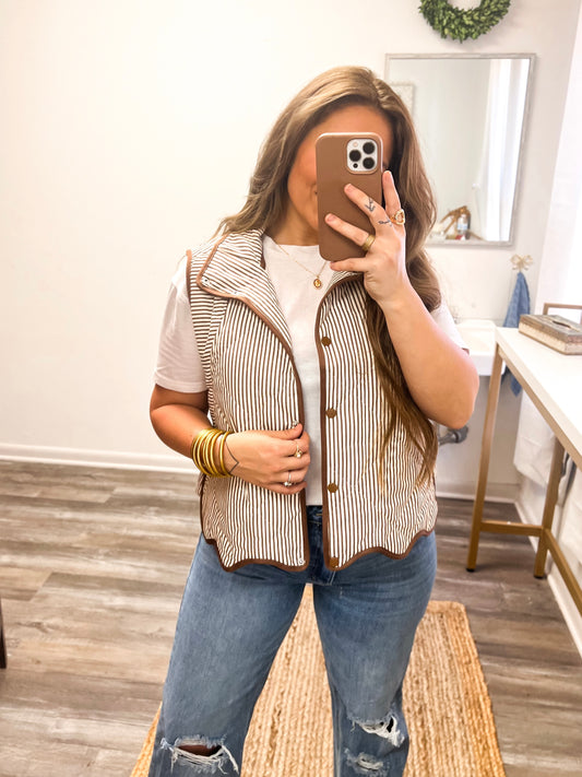 Striped Scalloped Vest