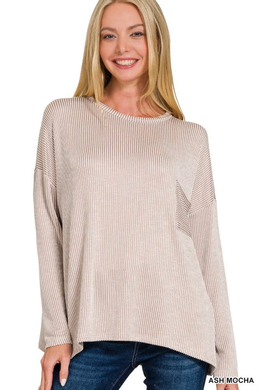 Zenana Ribbed Pocket Top