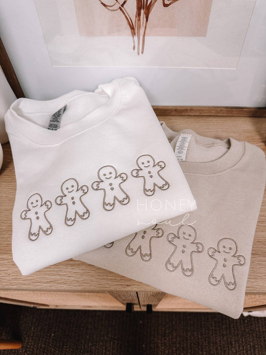 Embroidered Gingerbread Man Sweatshirt