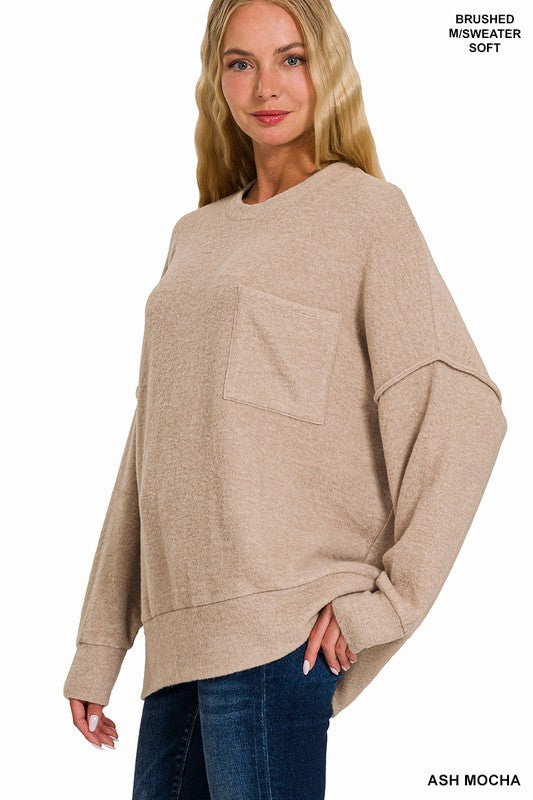 Brushed Melange Drop Shoulder Sweater