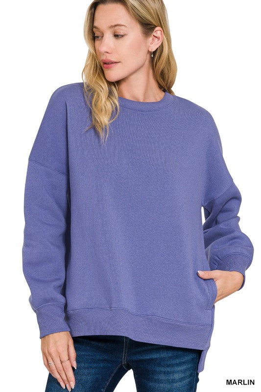 Zenana Fleece Hi-Low Pullovers