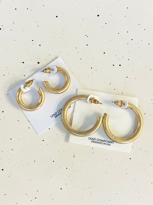 Brushed Gold Hoop Earrings