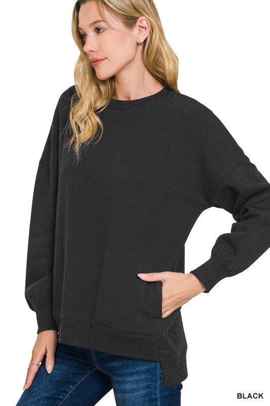 Zenana Fleece Hi-Low Pullovers