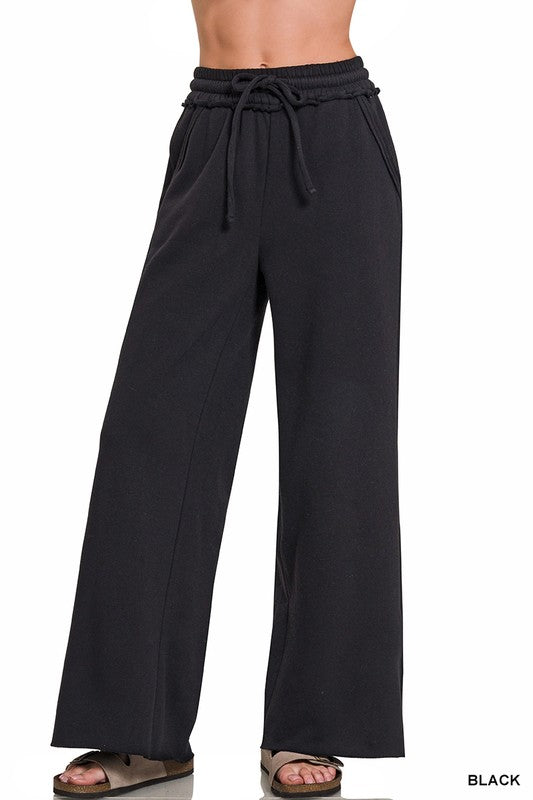 Zenana Fleece Wide Leg Sweatpants