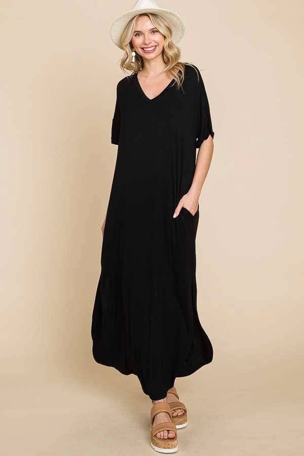 Oversized Short Sleeve Maxi Dress