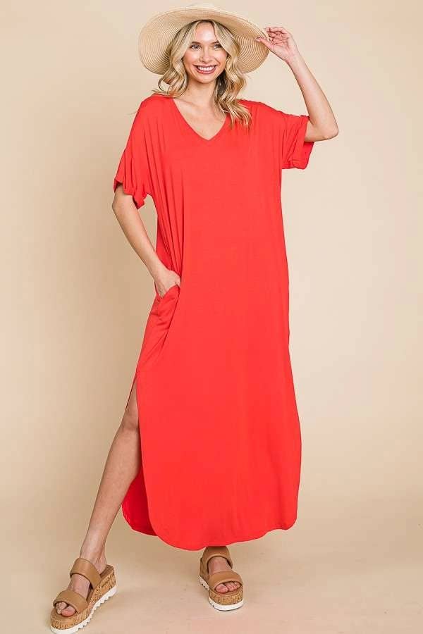 Oversized Short Sleeve Maxi Dress