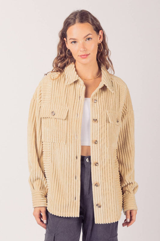 Oversized Wide Corduroy Shacket