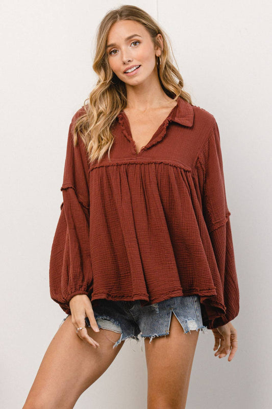 Rust Babydoll Top