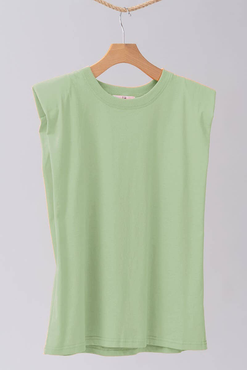 Sage Padded Shoulder Top