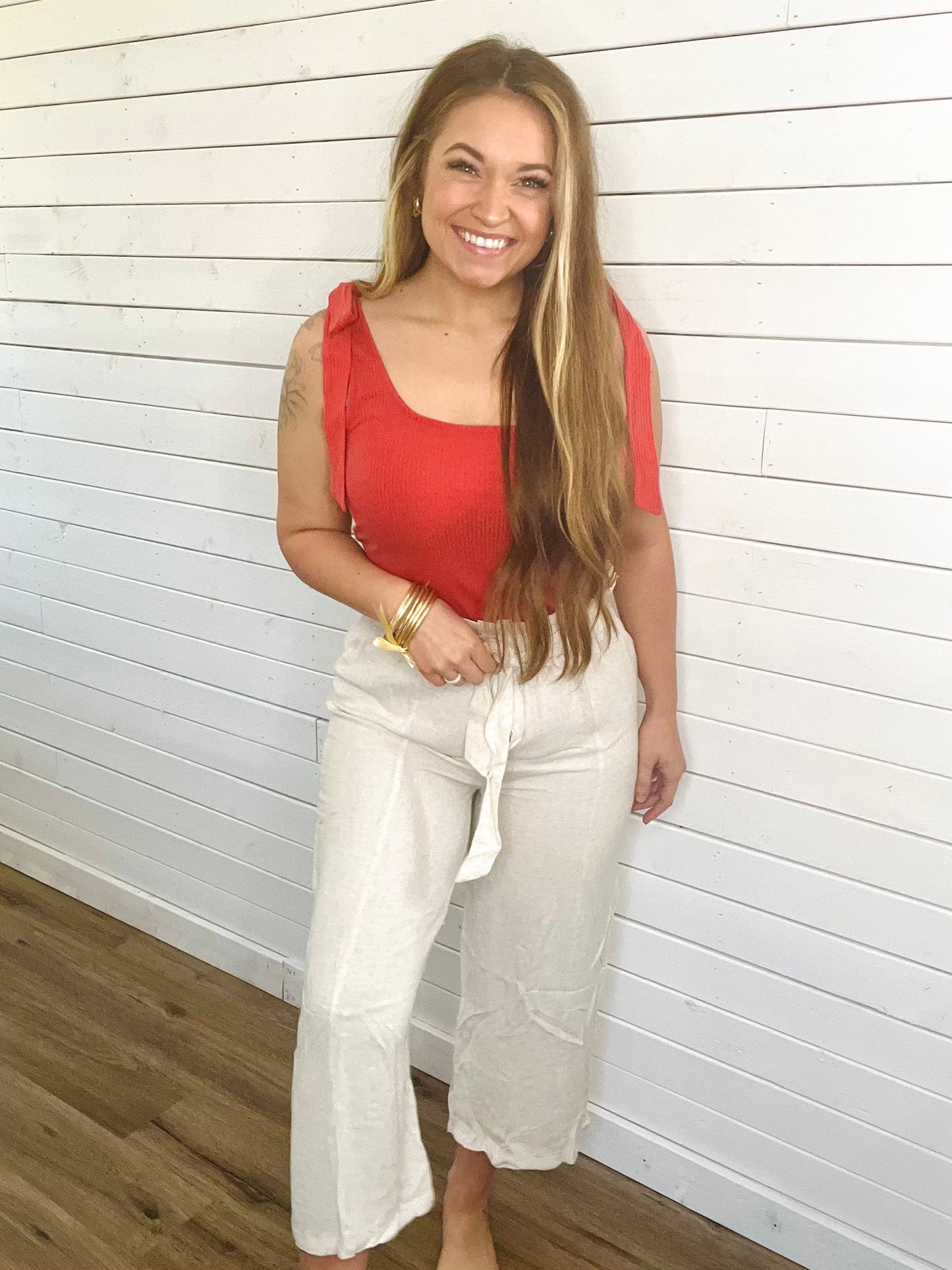 Coral Ribbed Tank Top