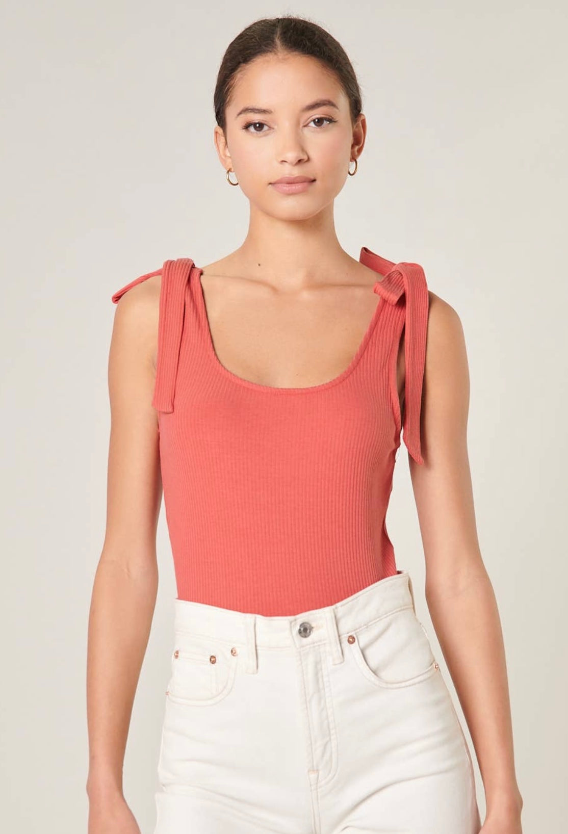 Coral Ribbed Tank Top